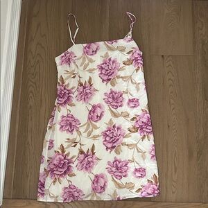 Abercrombie Floral Spaghetti Strap Slip Dress in Pink